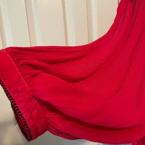 Free People Red Embroidered Blouse - Picture 7 of 11